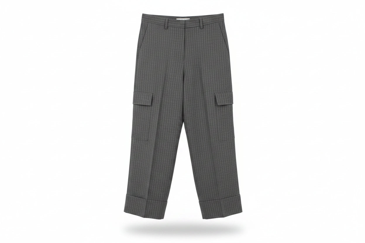 LK Bennett Grey Pinstripe Cargo Trousers