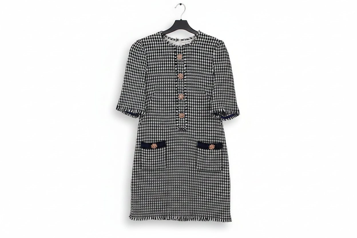 LK Bennett Navy Tailored Midi Shift Dress Size 12