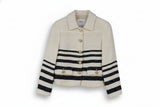 LK Bennett Beige Striped Tweed Blazer