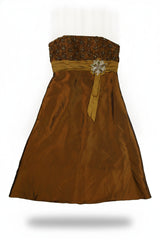 Cinderella Midi Dress A-line Strapless Bronze Size 6