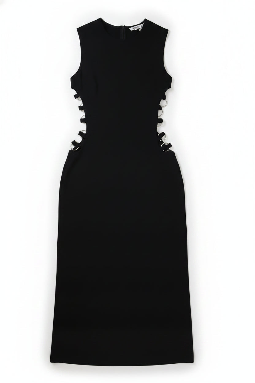 ZARA Midi Dress Cutout Sheath Black Size S