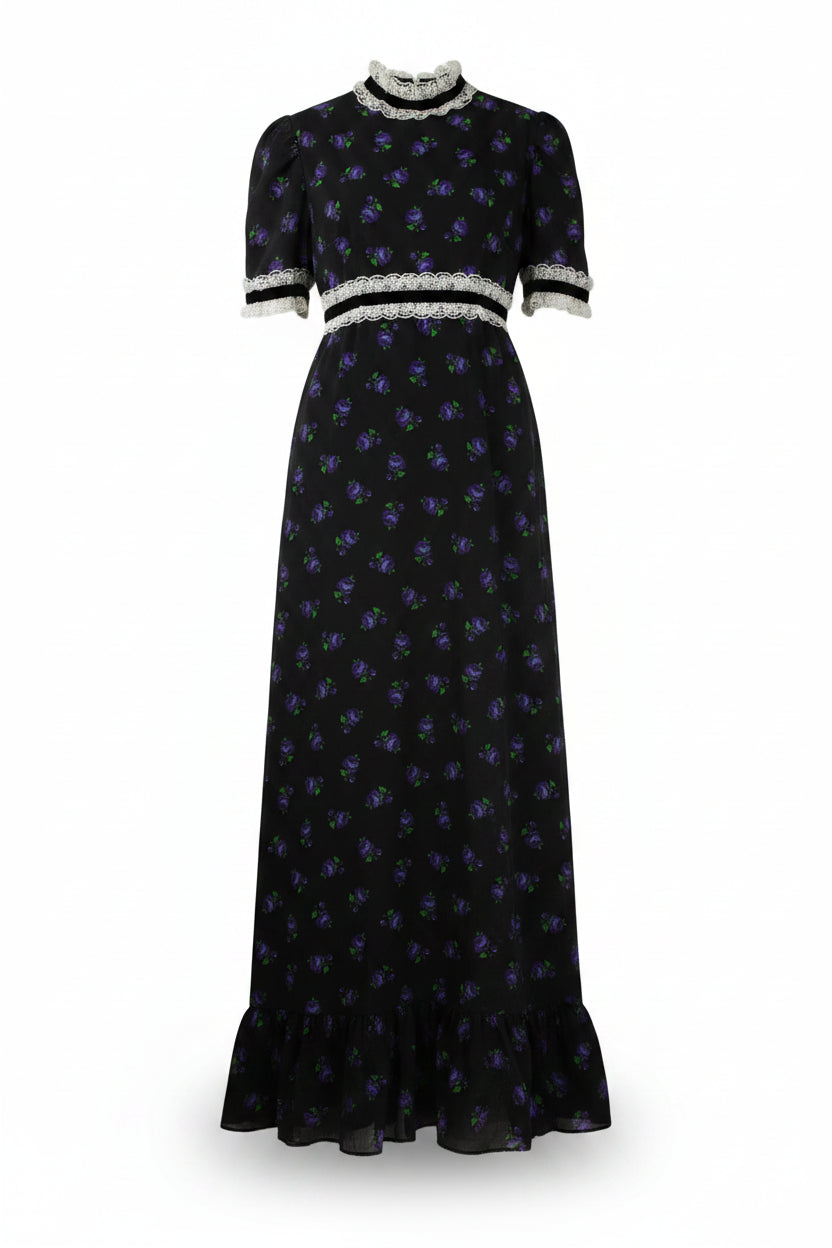 John Charles Vintage Inspired Maxi Dress Black Size S