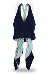 LA LIGNE Top Draped Wrap Navy Size S