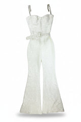 Nadine Merabi Flared White Jumpsuit Size S