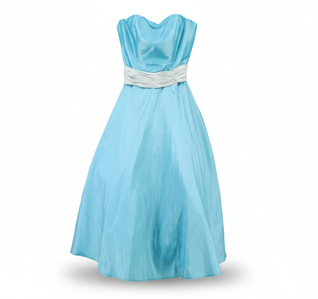 Mark Lesley Mini Dress Ruched Sash Blue Size M