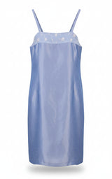 Sting Dress Embroidered Sheath Blue Size 10