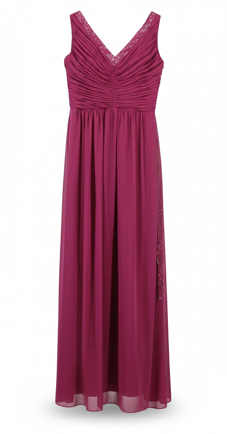 Dessy Collection Maxi Dress Ruched V-Neck Pink Size 14