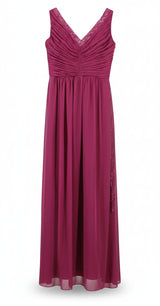 Dessy Collection Maxi Dress Ruched V-Neck Pink Size 14
