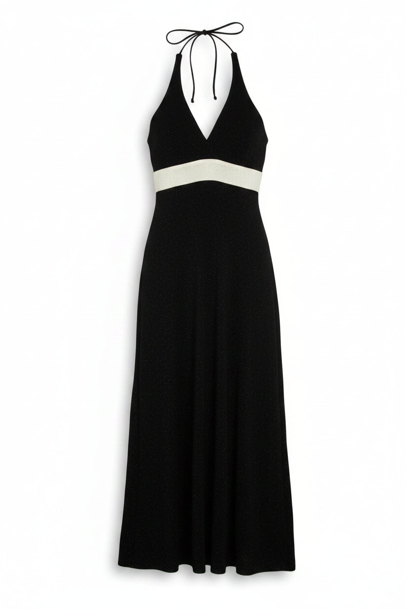 Blondie Nites Maxi Dress Plunging Column Black Size 8