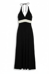 Blondie Nites Maxi Dress Plunging Column Black Size 8