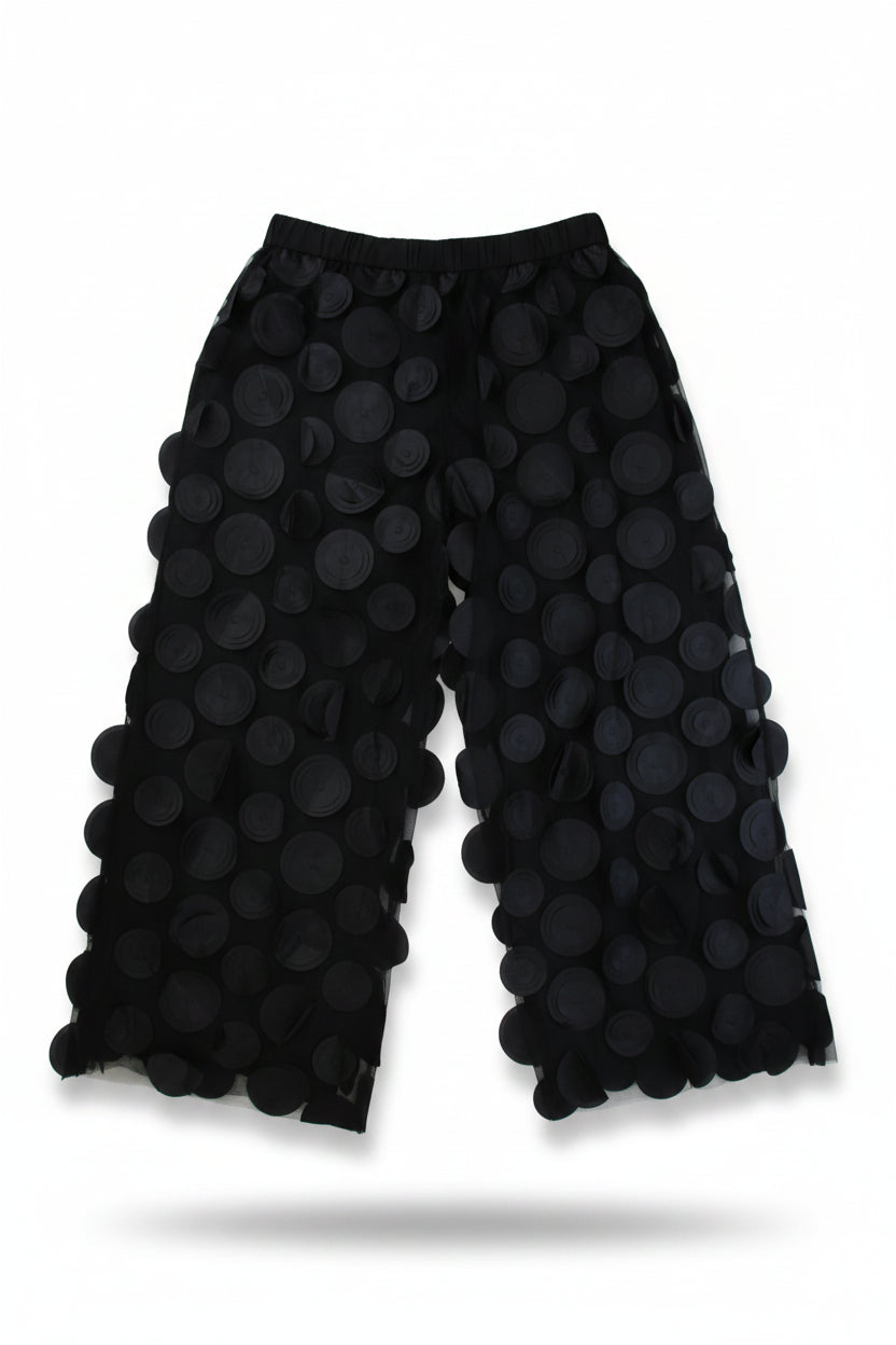 Trousers Layered Applique Black Size XL